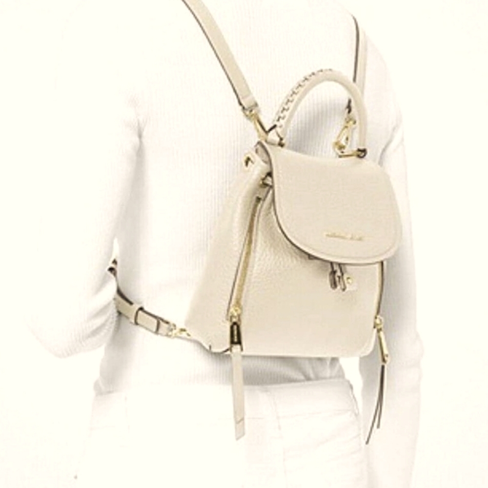 Michael Kors Viv Extra-Small Pebbled Leather Backpack Color: Beige